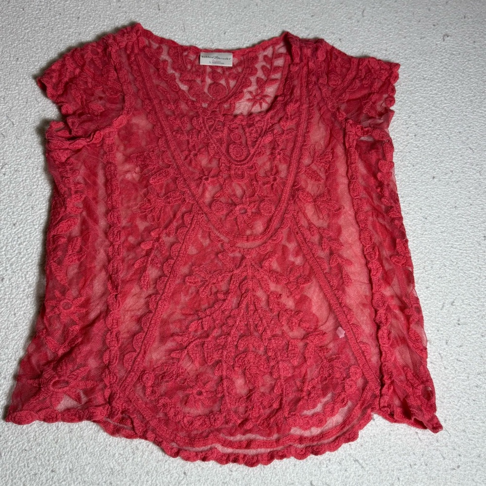 Bobbie Brooks Red Lace Blouse